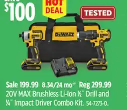 Canadian Tire 20V MAX Brushless Li-Ion 1⁄2˝ Drill and 1⁄4˝ Impact Driver Combo Kit offer