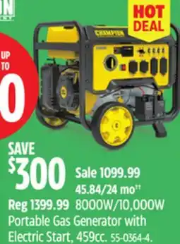 Canadian Tire Portable Gas Generator with Electric Start, 459cc offer