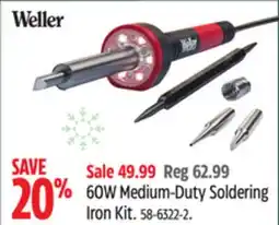 Canadian Tire Weller 60W Medium-Duty Soldering Iron Kit offer