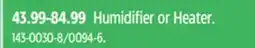 Canadian Tire For Living Humidifier or Heater offer