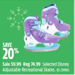 Canadian Tire Selected Disney Adjustable Recreational Skates offer