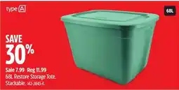 Canadian Tire Type A 68L Restore Storage Tote. Stackable offer