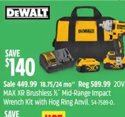 Canadian Tire MAX XR Brushless 1⁄2˝ Mid-Range Impact Wrench Kit with Hog Ring Anvil offer