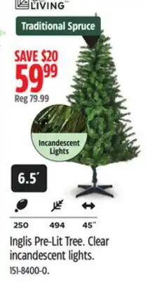 Canadian Tire Inglis Pre-Lit Tree. Clear incandescent lights offer