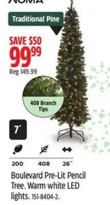 Canadian Tire Noma Boulevard Pre-Lit Pencil Tree offer