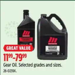 Canadian Tire MotoMaster Gear Oil. Selected grades and sizes offer