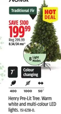 Canadian Tire NOMA Henry Pre-Lit Tree Warm white and multi-colour LED lights offer
