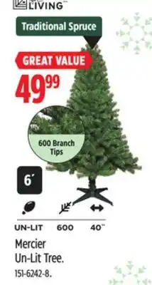 Canadian Tire For Living Mercier Un-Lit Tree offer