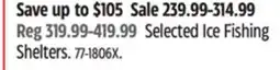 Canadian Tire Selected Ice Fishing Shelters offer