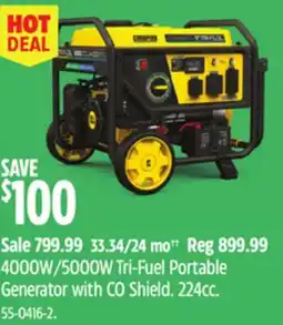 Canadian Tire CHAMPION 4000W/5000W Tri-Fuel Portable Generator with CO Shield offer