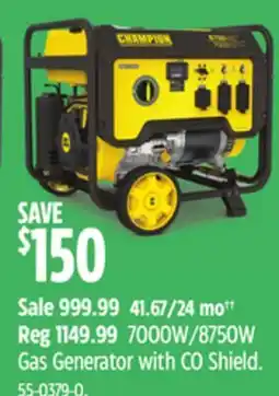 Canadian Tire 7000W/8750W Gas Generator with CO Shield offer