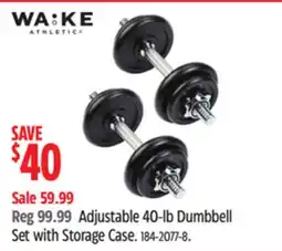 Canadian Tire Adjustable 40-lb Dumbbell Set with Storage Case offer