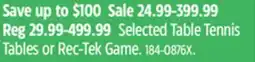 Canadian Tire Rec-Tek Selected Table Tennis Tables or Rec-Tek Game offer