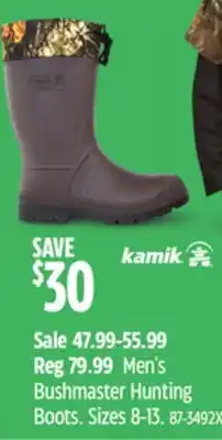 Canadian Tire KAMIK Men's Bushmaster Hunting Boots offer