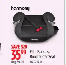Canadian Tire Harmony Elite Backless Booster Car Seat offer