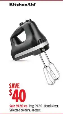 Canadian Tire Kitchen Aid Hand Mixer. Selected colours offer