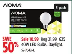 Canadian Tire NOMA G25 40W LED Bulbs. Daylight offer