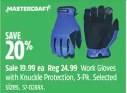 Canadian Tire Mastercraft Work Gloves with Knuckle Protection, 3-Pk. Selected sizes offer
