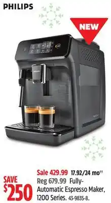 Canadian Tire Phillips Fully- Automatic Espresso Maker, 1200 Series offer