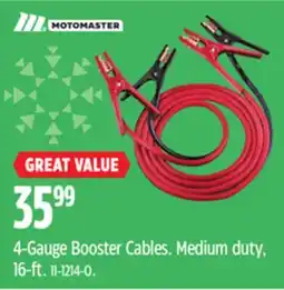 Canadian Tire MotoMaster 4-Gauge Booster Cables Medium duty, 16-ft offer