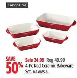 Canadian Tire 4-Pc Red Ceramic Bakeware Set offer