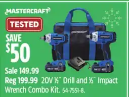 Canadian Tire 20V 1⁄2˝ Drill and 1⁄2˝ Impact Wrench Combo Kit offer