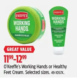 Canadian Tire O'Keeffe's Working Hands or Healthy Feet Cream offer