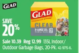 Canadian Tire Glad 135L Indoor/ Outdoor Garbage Bags, 20-Pk offer