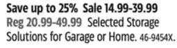 Canadian Tire Mastercraft Selected Storage Solutions for Garage or Home offer