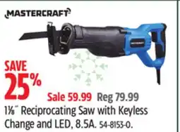 Canadian Tire 11⁄8˝ Reciprocating Saw with Keyless Change and LED, 8.5A offer