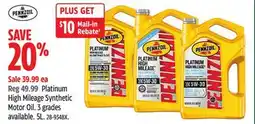 Canadian Tire Platinum High Mileage Synthetic Motor Oil offer