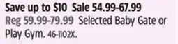 Canadian Tire Regalo Selected Baby Gate or Play Gym offer