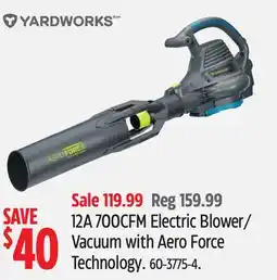 Canadian Tire Yardworks 12A 700CFM Electric Blower/ Vacuum with Aero Force Technology offer