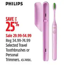 Canadian Tire PHILIPS Selected Travel Toothbrushes or Personal Trimmers offer