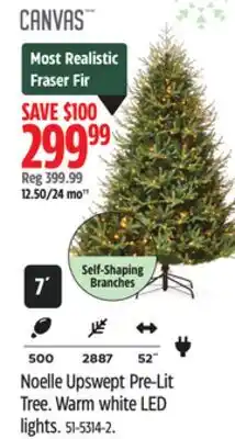 Canadian Tire CANVAS Noelle Upswept Pre-Lit Tree Warm white LED lights offer