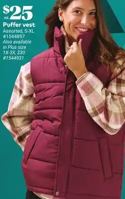 Giant Tiger Puffer vest offer