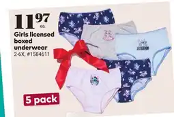 Giant Tiger Girls licensed boxed underwear offer