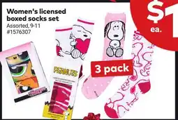 Giant Tiger Women's licensed boxed socks set offer