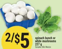 Marché Adonis Spinach bunch or white mushrooms offer