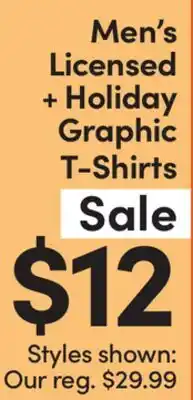 Mark's Men's Licensed + Holiday Graphic T-Shirts offer
