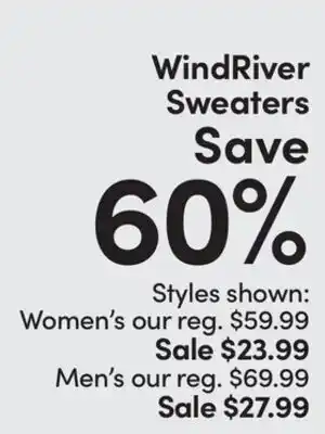 Mark's WindRiver Sweaters offer