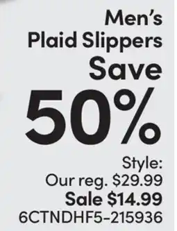 Mark's Denver Hayes Men's Plaid Slippers offer