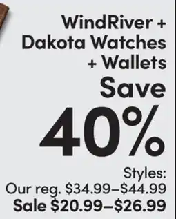 Mark's WindRiver + Dakota Watches + Wallets offer