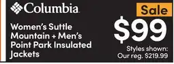 Mark's Columbia Suttle Mountain + Men's Point Park Insulated Jackets offer