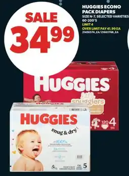 Real Canadian Superstore HUGGIES ECONO PACK DIAPERS, 60-200'S offer