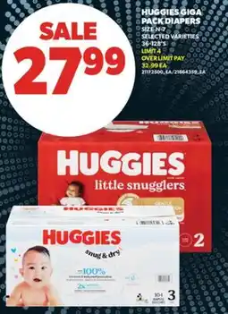 Real Canadian Superstore HUGGIES GIGA PACK DIAPERS, 36-128'S offer