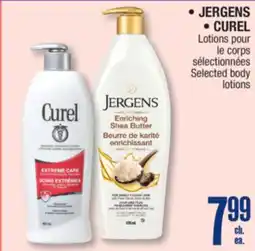 Jean Coutu JERGENS or CUREL Selected body lotions offer
