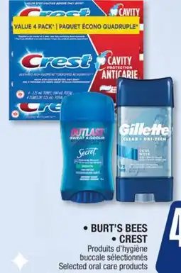 Jean Coutu BURT'S BEES CREST Selected oral care products offer