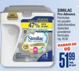 Jean Coutu SIMILAC Pro-Advance Selected powdered formulas offer