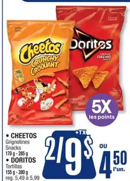 Jean Coutu • CHEETOS Grignotines Snacks 170 g-285 g • DORITOS Tortillas 155 g-280 g offer
